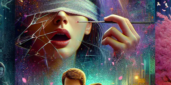 A dynamic collage of Kim Go-eun's film moments, featuring suspense, romance, and supernatural elements in vibrant settings.